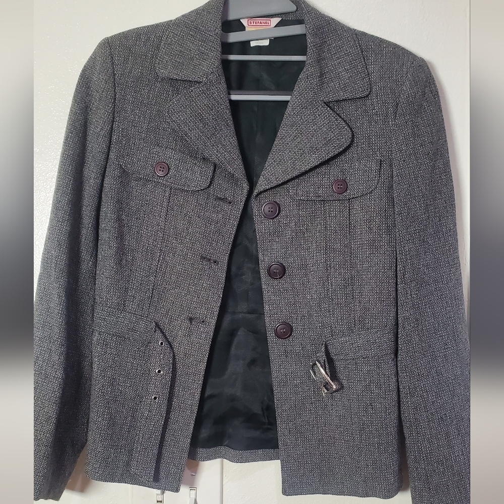 STE﻿FANEL Italy Gray Textured Viscose